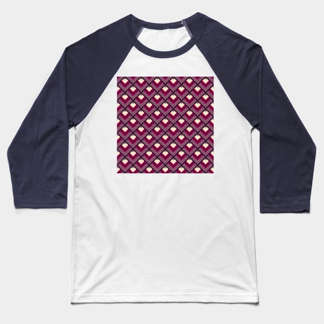 Burgundy Vintage Diamonds Baseball T-Shirt by Carolina Díaz